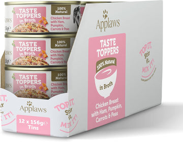 Applaws 100% Natural Wet Dog Food Tins, Chicken Breast with Ham and Vegetable in Broth, 156g (Pack of 12)?TT3035CE-A
