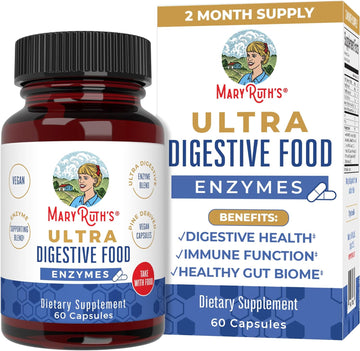 Maryruth Organics Ultra Digestive Enzymes Capsules | Up To 2 Month Supply | Supplement For Gut Health Support | Digestion & Immune Support With Amylase | Lipase & Lactase | Vegan | 60 Count