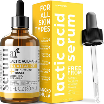 Artnaturals Lactic Acid Plus Aha Face Serum For Brightening Boost With Renewing Formula - Scars, Acne, Wrinkles - Exfoliates And Moisturizes The Skin - 1 Oz