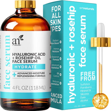 Artnaturals Hyaluronic Acid Serum (4 Fl Oz / 118Ml) - Anti- Aging Facial Serum, Natural Moisturizer W/Vitamin C Serum & Vitamin E - For Skin Care - Reduce Wrinkles & Dark Spots For Brightening Face