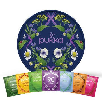 Pukka Tea Organic, Herbal Tea Sampler For Everyday Wellness, Best For Birthdays, Anniversaries & Holidays, 90 Tea Bags, 6 Flavors