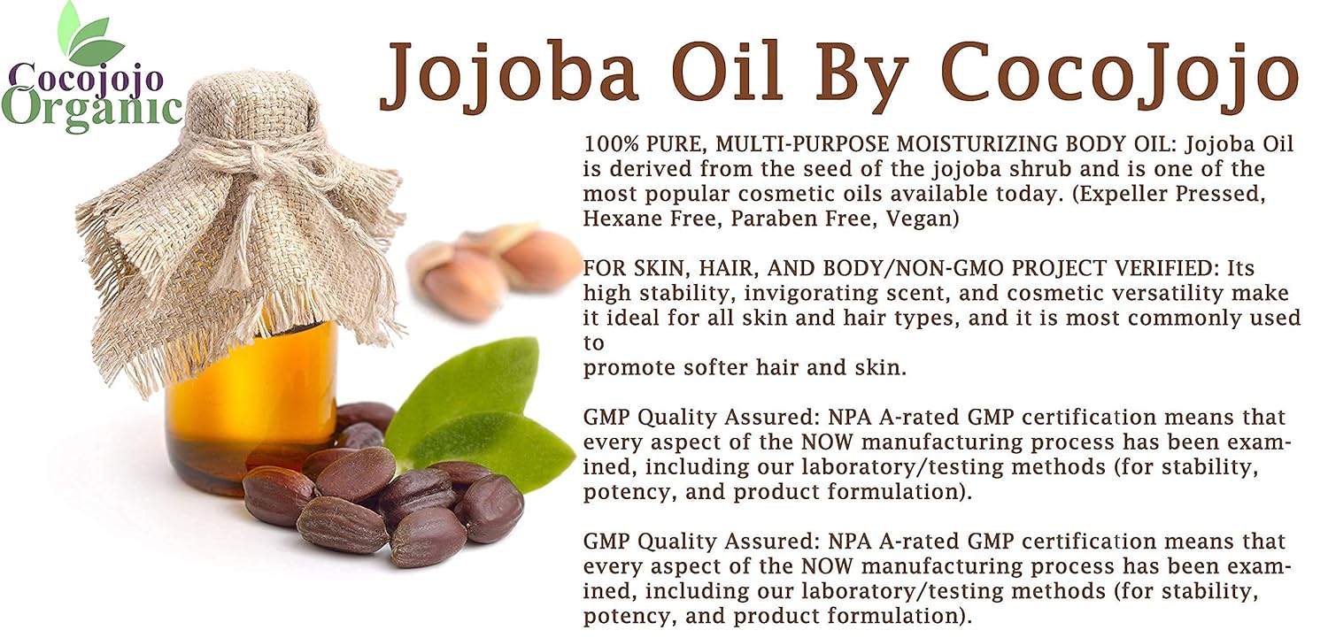 JOJOBA OIL Cold Pressed Unrefined 100% Pure Natural Jojoba Oil Carrier for Essential Oils, Cleansing, Moisturizer for Face, Hair Moisturizer, Ears, Eyelash, Massage, Makeup Remover, Soap Making. 32 oz : Beauty & Personal Care