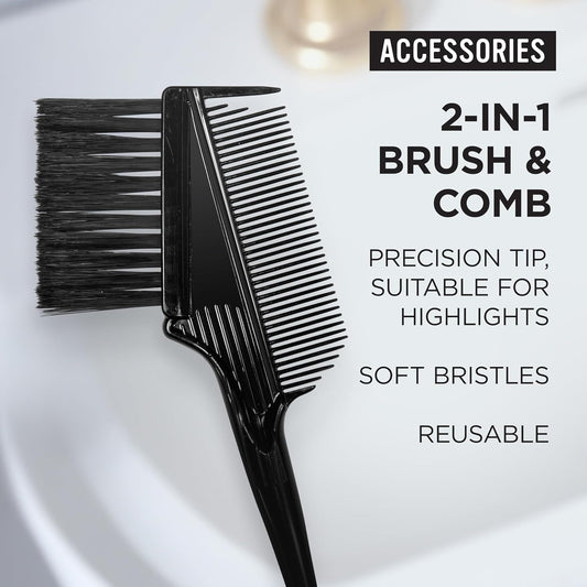Clairol Professional Colour Studio Hair 2-1 Brush & Comb, Reusable, For At-Home Hair Colour, Precision Tip, Suitable For Highlights