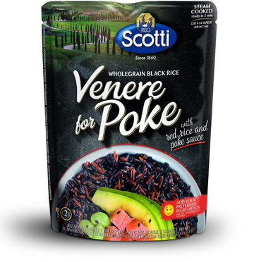 Poke Seasoned Black Grain Rice, Pre-Cooked, Instant Rice, 8.11 lbs (230g), Venere, Ready in 2 Minutes, Wild Ancient, Product of Italy, All Natural, Non-GMO, Gluten-Free, Riso Scotti (Black Pearl Rice Seasoned)