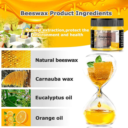 CARGEN Beeswax Furniture Polish, Wood Seasoning Beeswax for Furniture Wood Polish for Floor Tables Chairs Cabinets for Home Furniture to Protect and Care 1pcs Wood Wax and Sponge Christmas Gifts