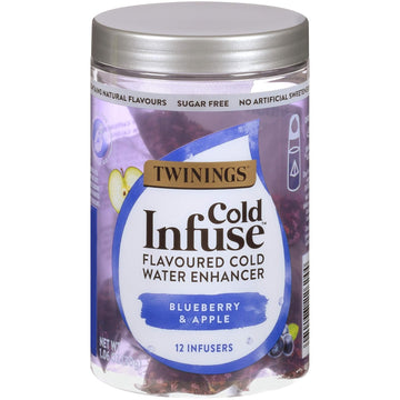 Twinings Cold Infuse Flavored Water Enhancer, Blueberry & Apple, 12 Infusers (Pack Of 6)