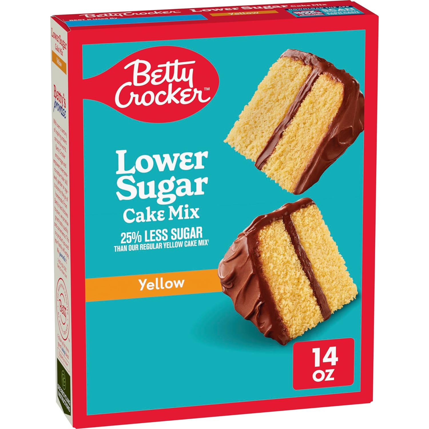 Betty Crocker Lower Sugar Yellow Cake Mix, No Artificial Sweeteners, 14 oz