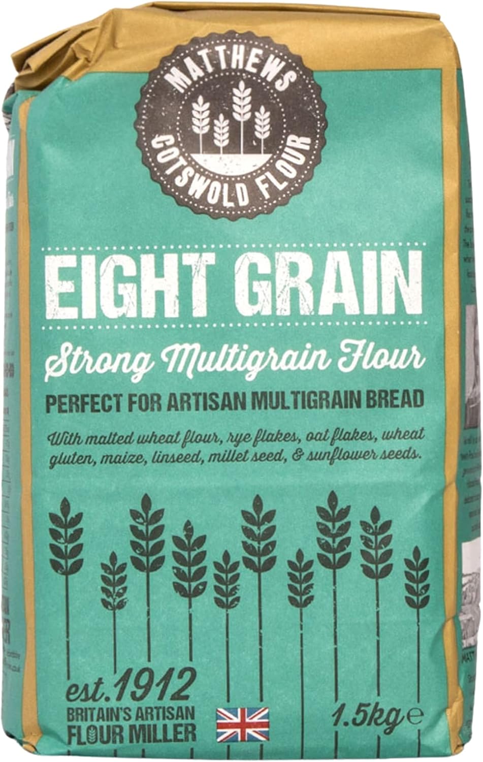 Matthews Cotswold Eight Grain Strong Multigrain Flour - 1.5Kg Bag (Pack Of 5)
