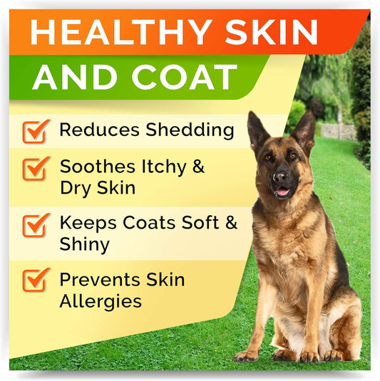 Omega 3 + Allergy Relief Dogs Bundle - Allergy & Itch Relief Skin&Coat Supplement + Itchy Skin Treatment - Omega 3 & Pumpkin - Hot Spots Treatment + Itching & Licking Treats - 420 Chews - Made In Usa