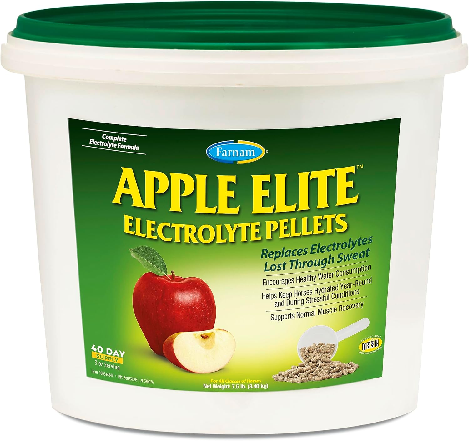 Farnam Apple Elite Electrolyte Pellets 7.5 Pounds, 40 Day Supply
