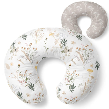 Pobibaby 1-Pack Premium Nursing Pillow Cover - Ultra Soft & Stretchy 96% Cotton, Breastfeeding Pillow Cover For Baby Boys And Girls (Wildflower)