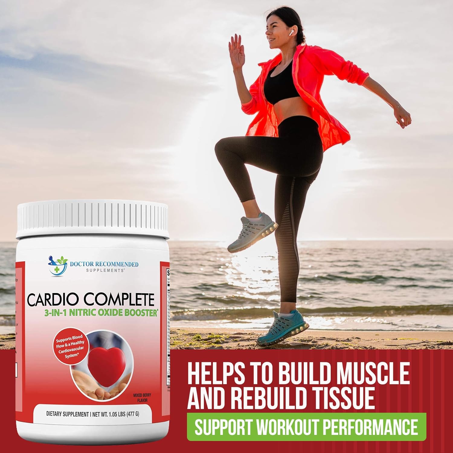 Cardio Complete - Heart Health Support Powder Supplement - 3-in-1 Nitric Oxide Booster with 5,000 L-Arginine, 1,000mg L-Citrulline, and Hawthorn Berry : Health & Household