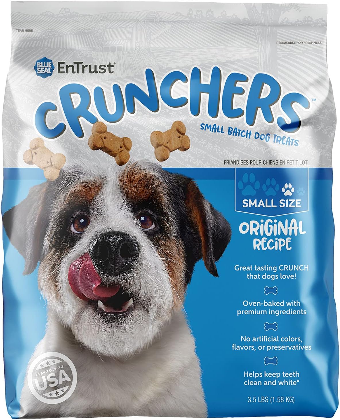 Blue Seal Entrust Crunchers Dog Treats For Dogs | Premium Ingredients | Original Recipe | Size Small| 3.5 Pound Bag