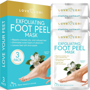 Love, Lori Foot Peeling Mask (3 Pack) - Baby Feet Foot Peel Mask - Foot Mask For Dry Cracked Feet - Foot Mask Socks For Rough Cracked Heels & Callus - Self Care Gifts For Women & Men - Spa Gifts