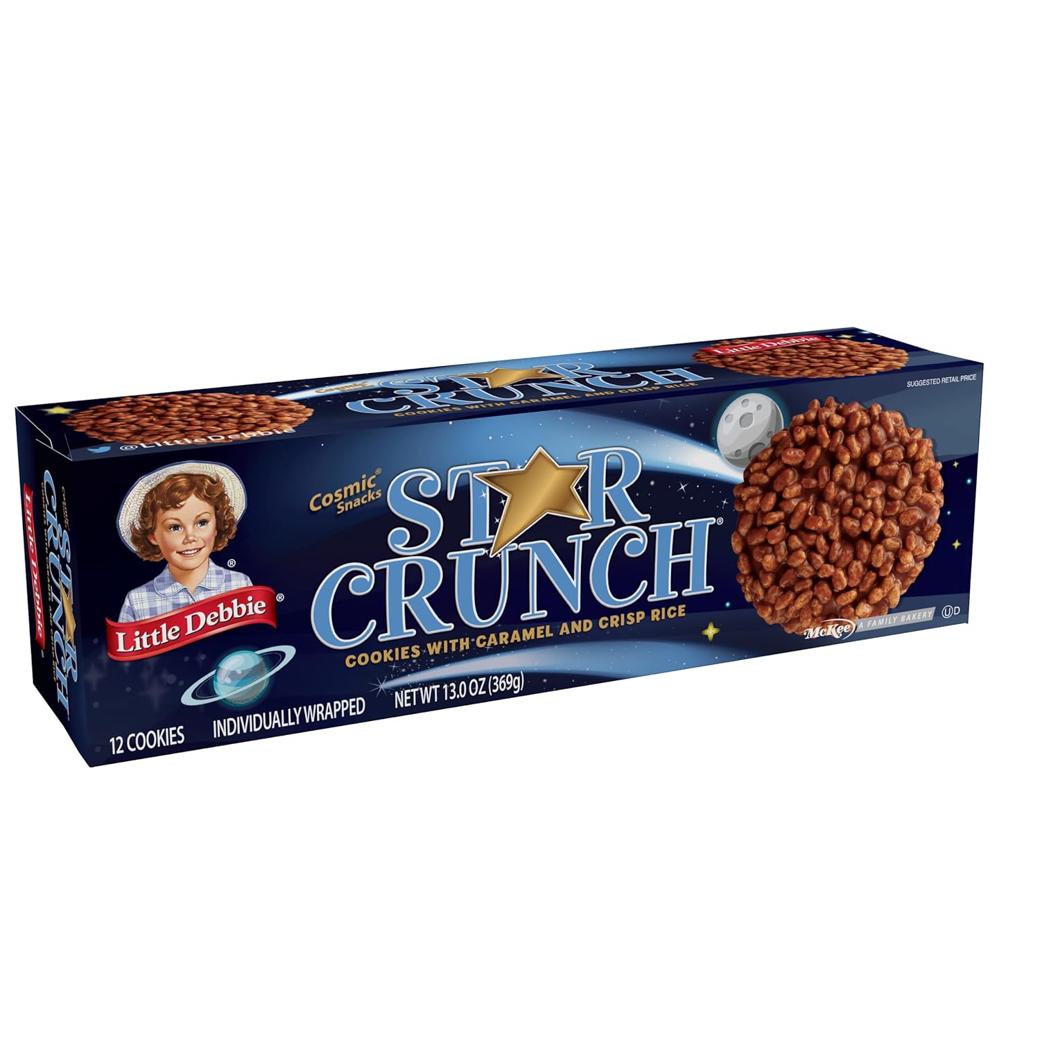 Little Debbie Star Crunch Cosmic Cookies, 96 Individually Wrapped Cookies (8 Boxes)