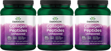 Swanson Collagen Peptides Unflavored 19.75 Oz Pwdr 3 Pack