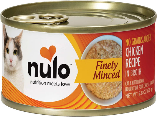 Nulo Grain-Free Finely Minced Wet Canned Cat & Kitten Food, Chicken In Broth, 2.8 Ounce, 12 Cans