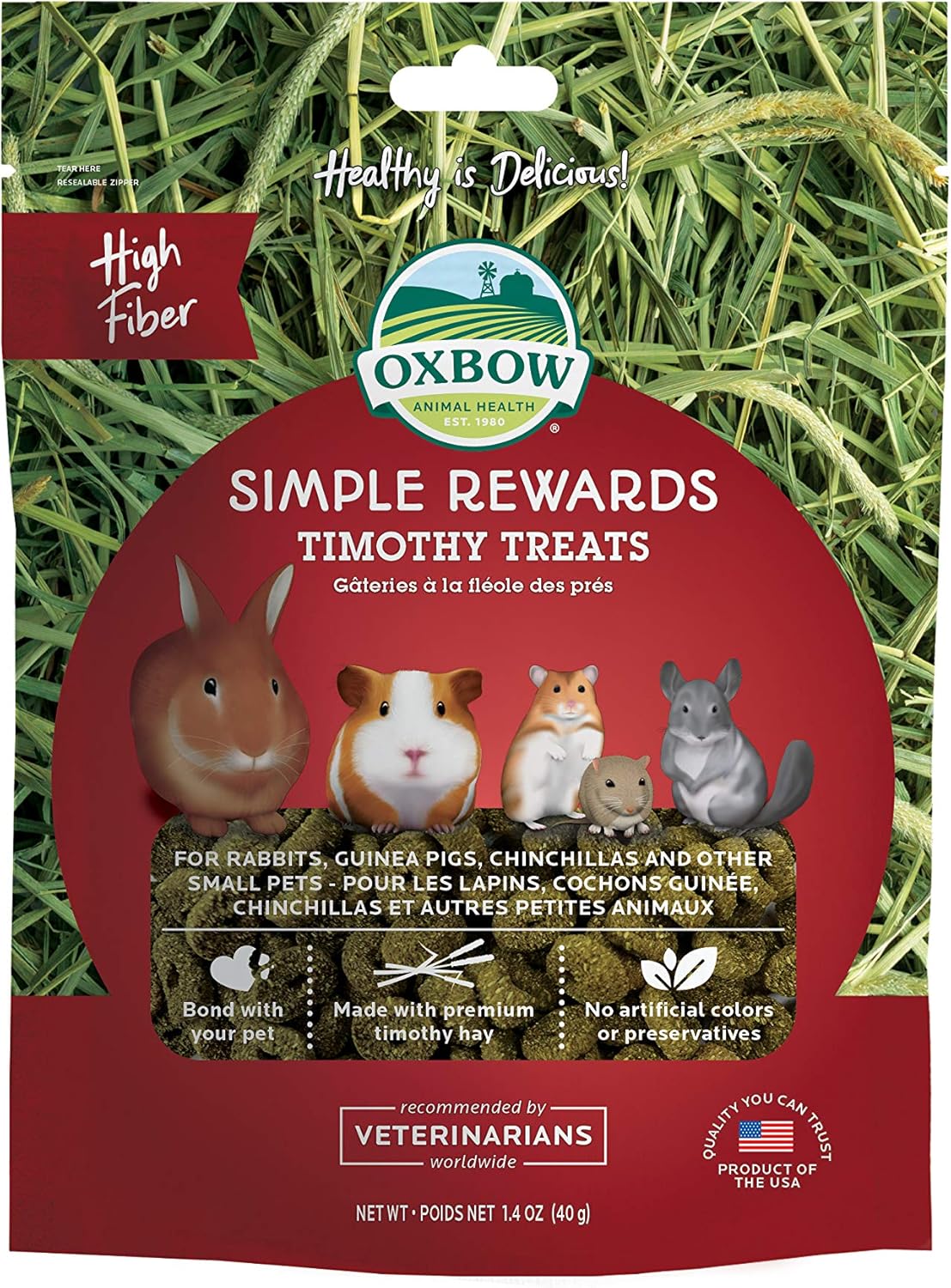 Oxbow Simple Rewards Timothy Hay Treats For Rabbits, Guinea Pigs, Chinchillas, And Small Pets