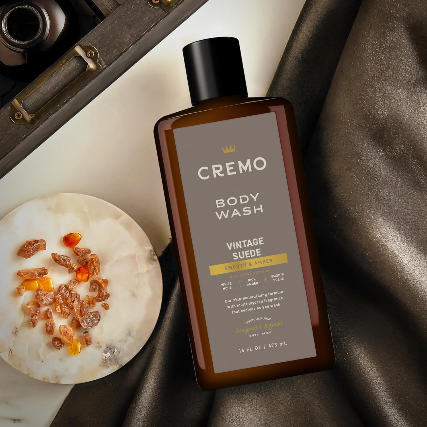 Cremo Rich-Lathering Vintage Suede Body Wash for Men, A Vintage Suede with Notes of White Moss and Rich Amber, 16 Fl Oz : Beauty & Personal Care