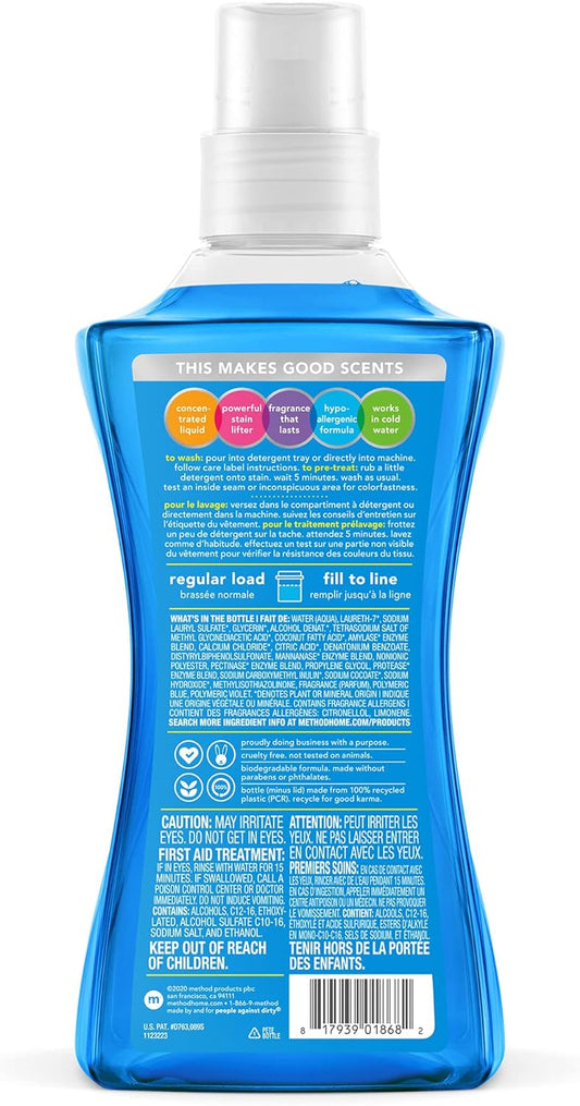Method Liquid Laundry Detergent, Fresh Air, 66 Loads Per Bottle, Biodegradable Formula, Plant-Based Stain Remover, 53.5 Fl Oz (Pack of 1)