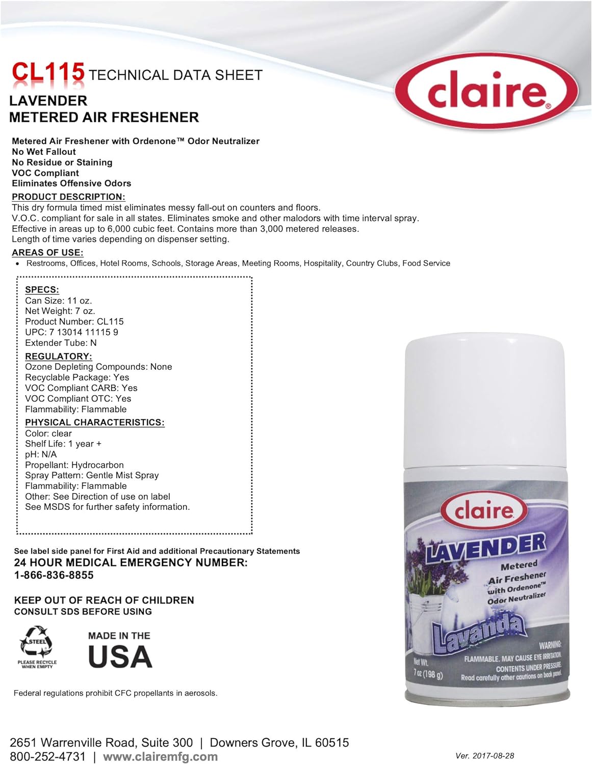Claire Cl115-12pk Lavender Metered Air Freshener; 7 Oz. Net Wt., 12 Count : Health & Household