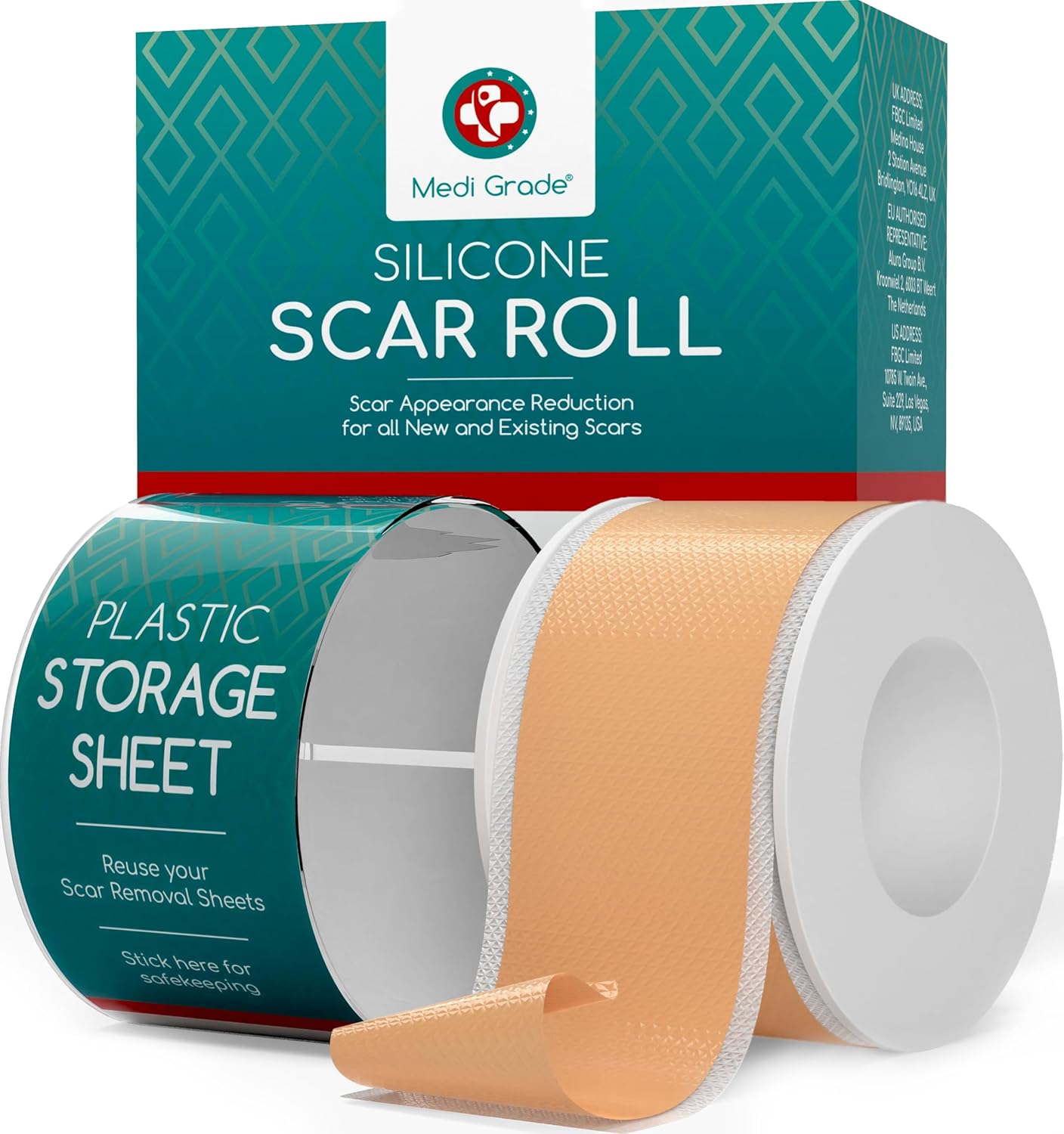 Medi Grade Silicone Scar Tape, 2 Metres With Hygienic Case - Reusable, Eco Friendly Scar Sheets For C-Section Recovery Or Keloid Bump Treatment - Long Lasting Silicone Tape For Scars