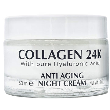 Delfanti-Milano • Collagen 24K • Anti-Aging Night Cream • Face And Neck Moisturizer With Pure Hyaluronic Acid • Made In Italy