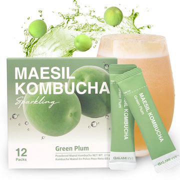 Dalamhari Green Plum Super Kombucha Powder Tea, 12 Counts | 15Kcal Scoby Fizz Sticks Urban Remedy Hydrant Powder Packets Switch Drink Health Ade Synergy Kombucha Kambutcha