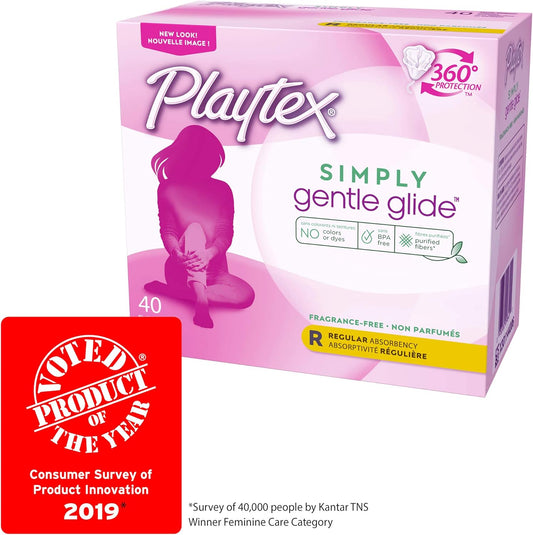 Playtex Gentle Glide Tampons With Triple Layer Protection, Regular, Unscented - 40 Count (Pack Of 1)