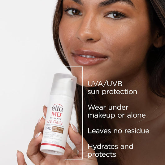 Eltamd Uv Daily Tinted Spf 40 Face Sunscreen Moisturizer With Zinc Oxide, Tinted Daily Face Moisturizer With Spf, Sunscreen For Dry Skin,1.7 Oz Pump (Pack Of 2) : Beauty & Personal Care