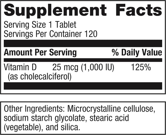 Metagenics Vitamin D3 1000 - Vitamin D Supplement - Bone Density & Immune Support* - Tooth Integrity* - Non-Gmo & Gluten Free - 120 Tablets