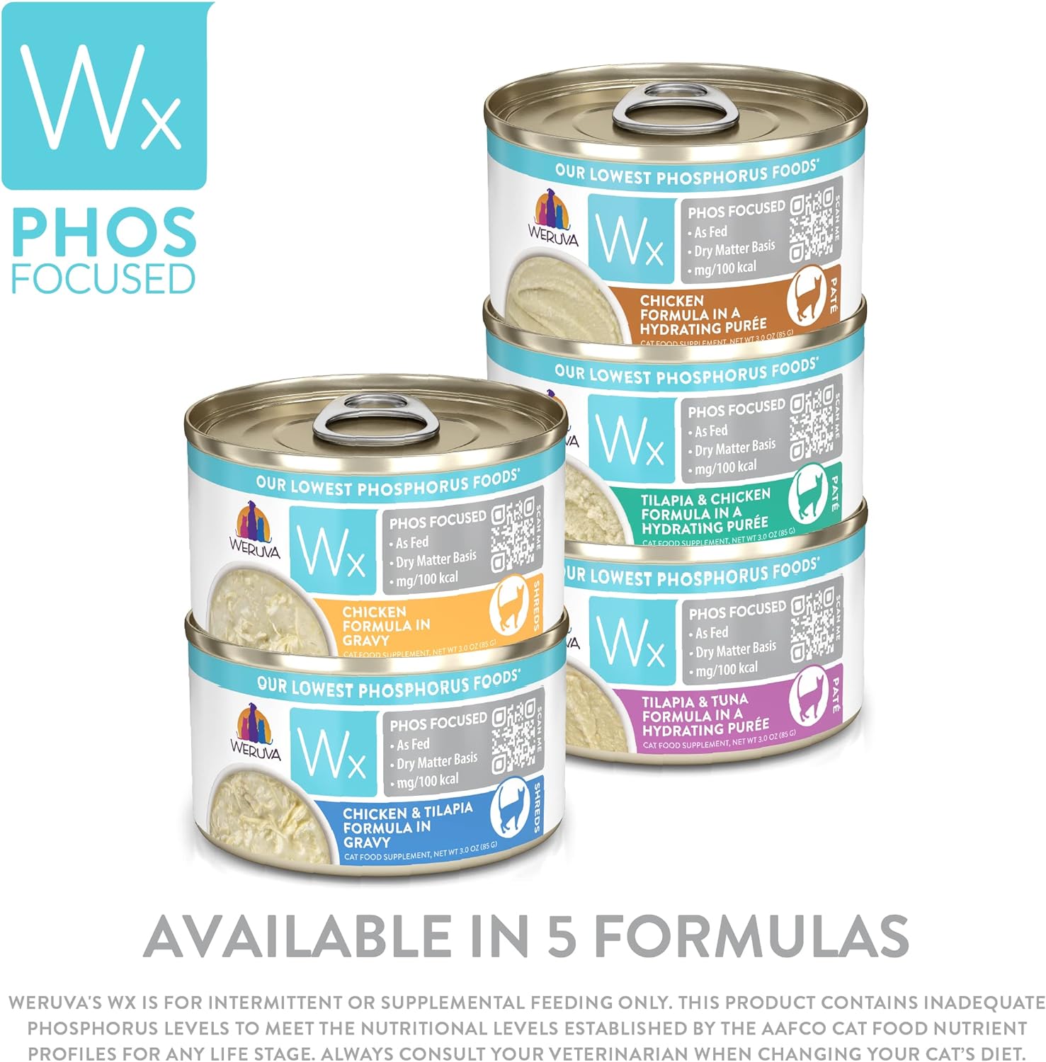 Weruva Wx Phos Focused, Pate Formulas Variety Pack, 3oz Can (Pack of 12) : Pet Supplies