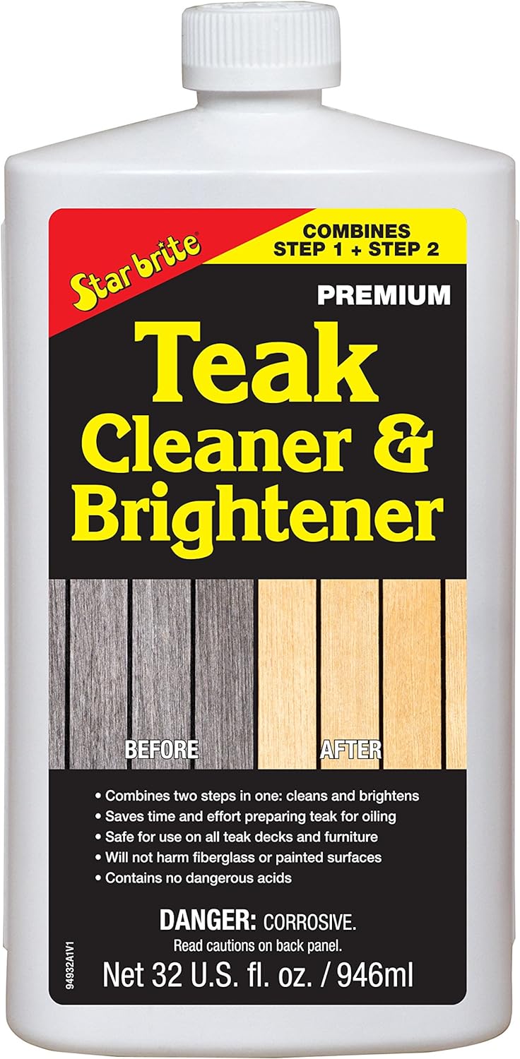 STAR BRITE Premium Golden Teak Oil and Teak Cleaner & Brightener Bundle - Ultimate 32 oz Solutions for Restoring and Protecting Teak Wood : Everything Else