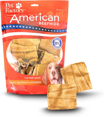 Pet Factory American Beefhide Chips Dog Chew Treats - Peanut Butter Flavor, 22 Oz