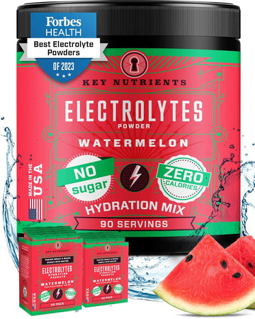 Key Nutrients Multivitamin Electrolytes Powder No Sugar - Refreshing Watermelon Electrolyte Powder - Endurance & Energy Supplement - Hydration Powder - No Calories - 90 Servings - Made In Usa