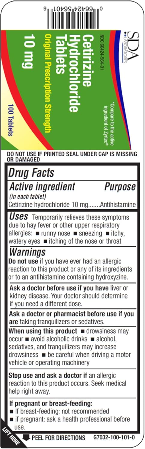 Sda Laboratories All Day 24-Hour Allergy Medicine 100 Count Antihistamine For Allergies, Pollen, Hay Fever, Dry, Itchy Eyes | Cetirizine Hcl 10Mg Tablets : Health & Household