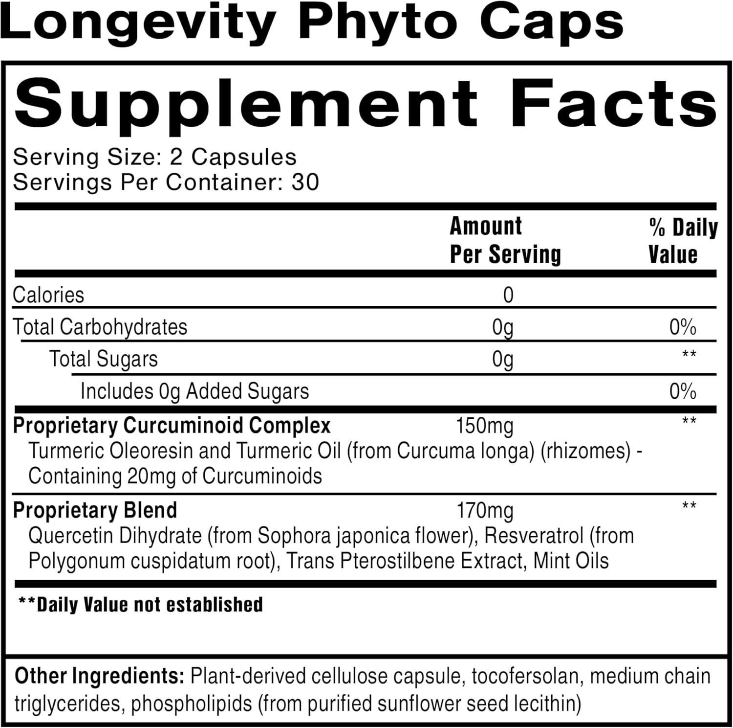 Quicksilver Scientific Longevity Phyto Caps - Resveratrol + Quercetin Anti Aging Supplement - Immune Support Supplement with Turmeric Curcumin Complex - Support for NAD+ Actions (60 Capsules) : Health & Household