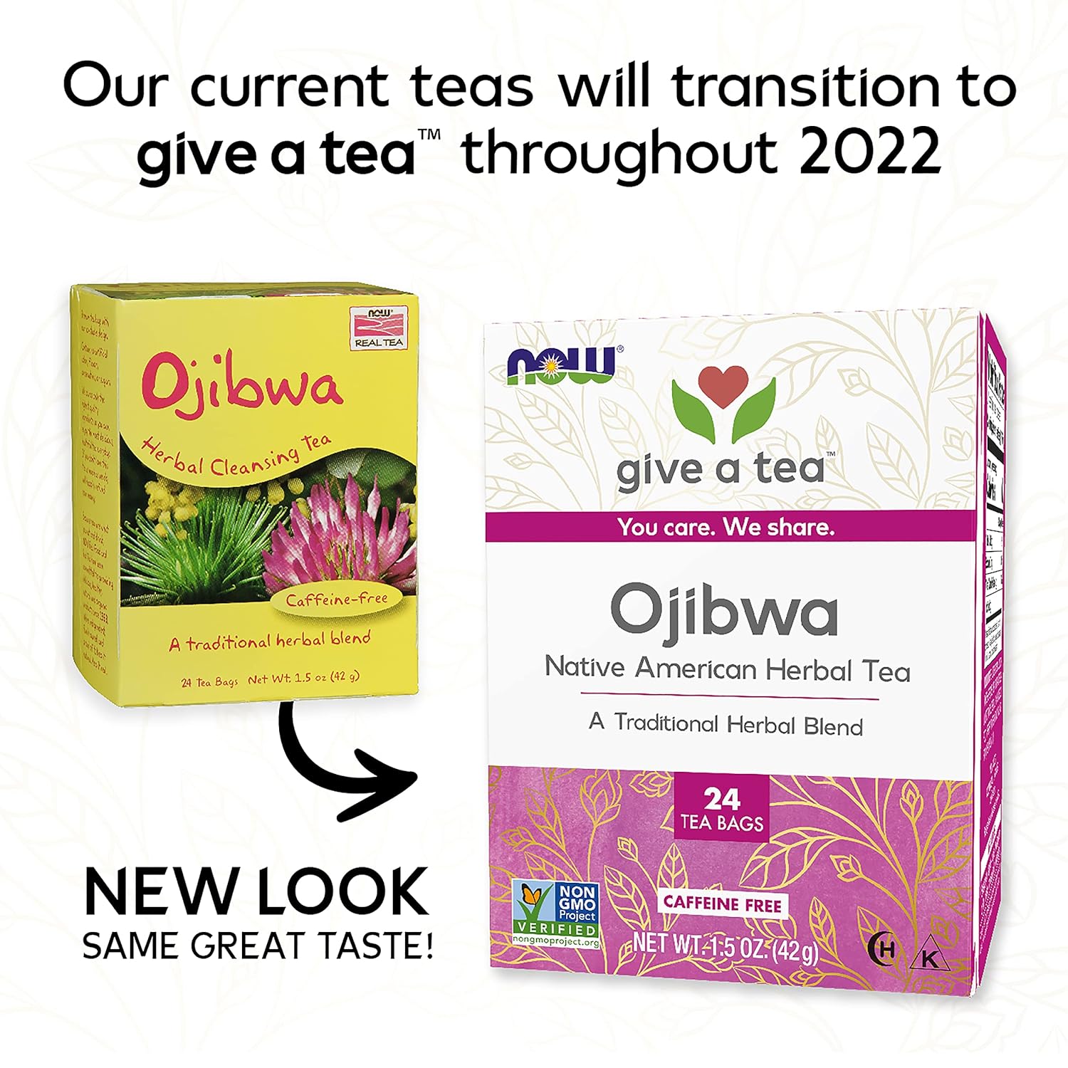 Now Foods Give A Tea™ Ojibwa Tea, Herbal, Caffeine-Free, 24 Bags, Traditional North American Blend For Overall Wellness (Pack Of 3)