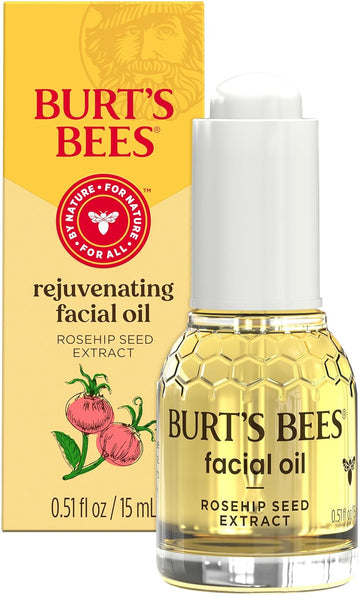 Burt'S Bees Gua Sha Face Oil With Rosehip Seed Extract, Reduces Appearance Of Fine Lines And Wrinkles, Use With Ice Roller & Facial Tools, Natural Origin Skin Care, 0.51 Fl. Oz