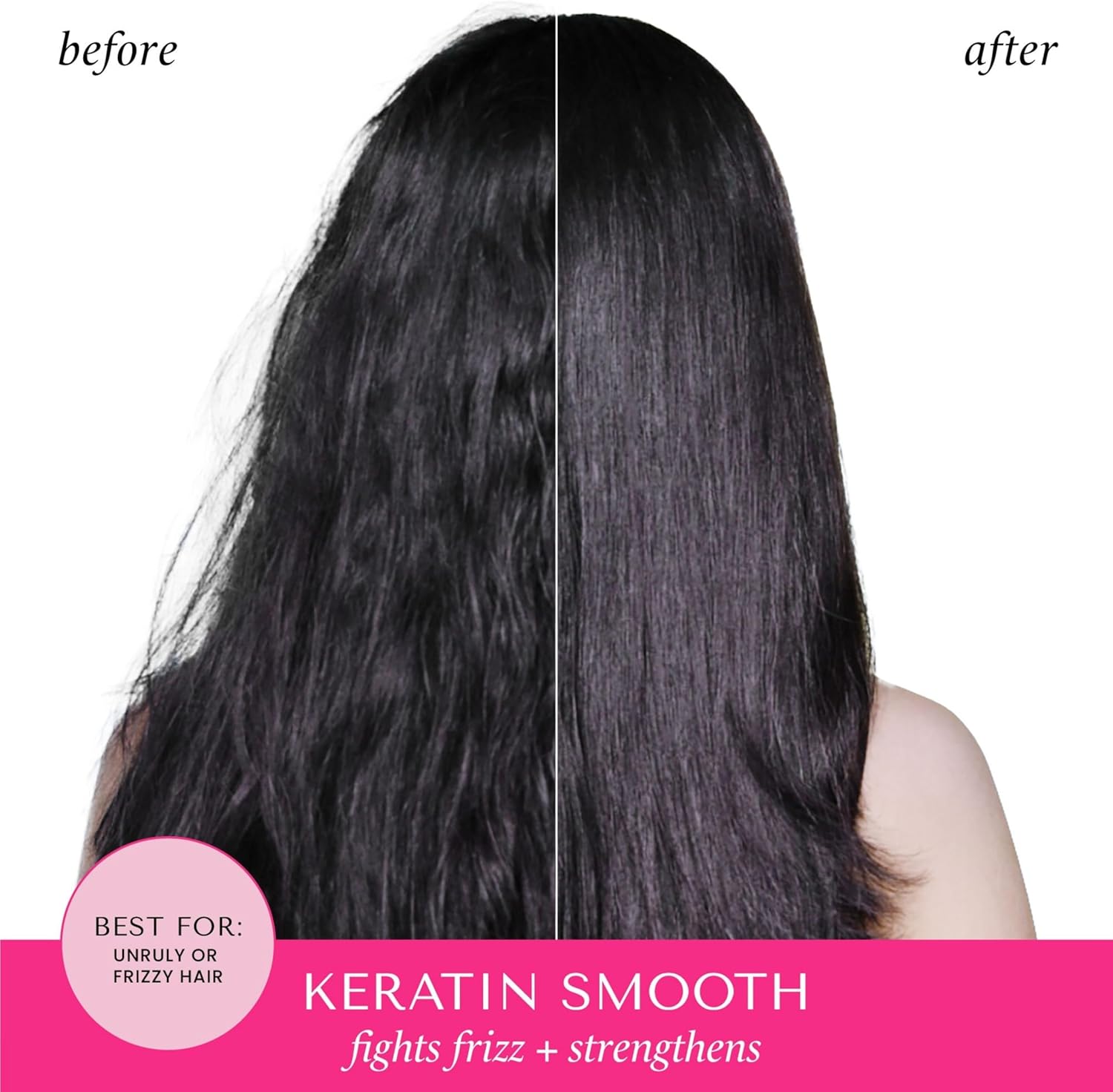 Hask Keratin Smoothing Conditioner For All Hair Types, Colour Safe, Gluten-Free, Sulfate-Free, Paraben-Free - 1 355Ml Bottle