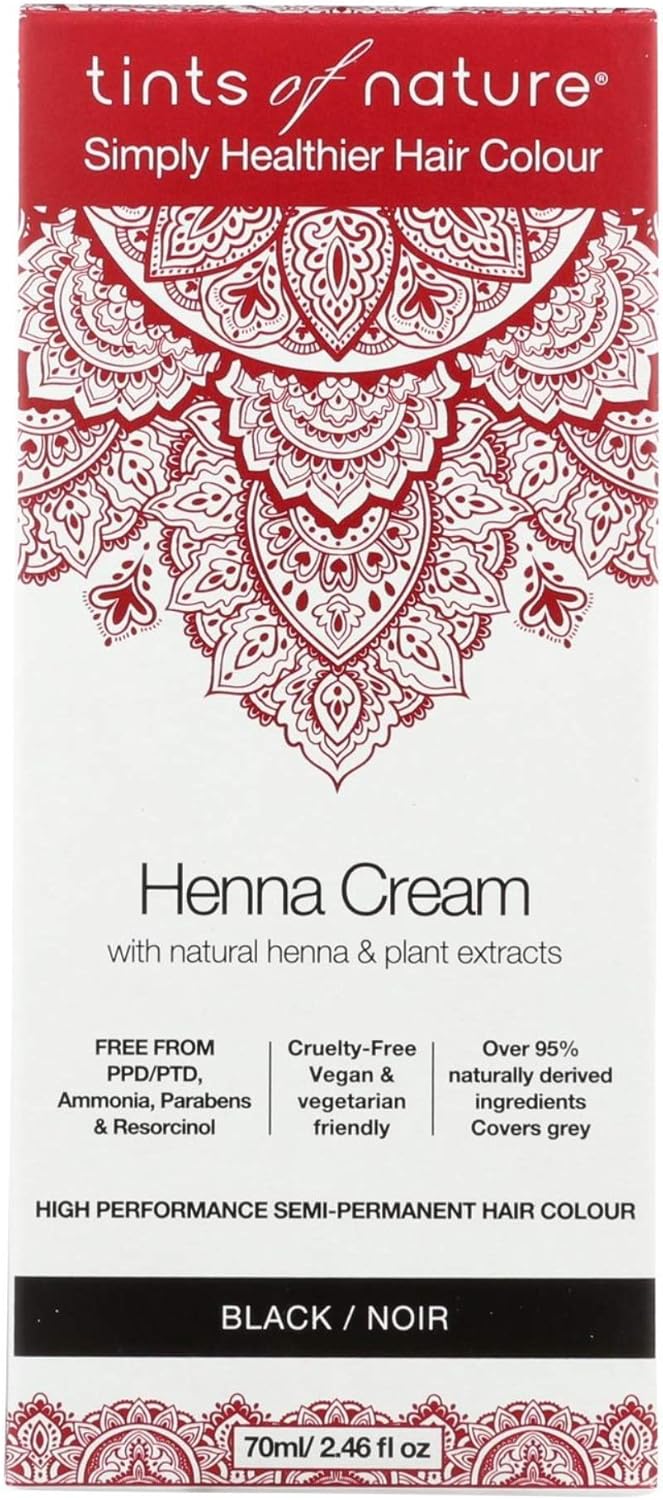 Tints Of Nature Black Semi-Permanent Henna Cream Hair Colour, Ammonia-Free And 95% Natural, 70Ml
