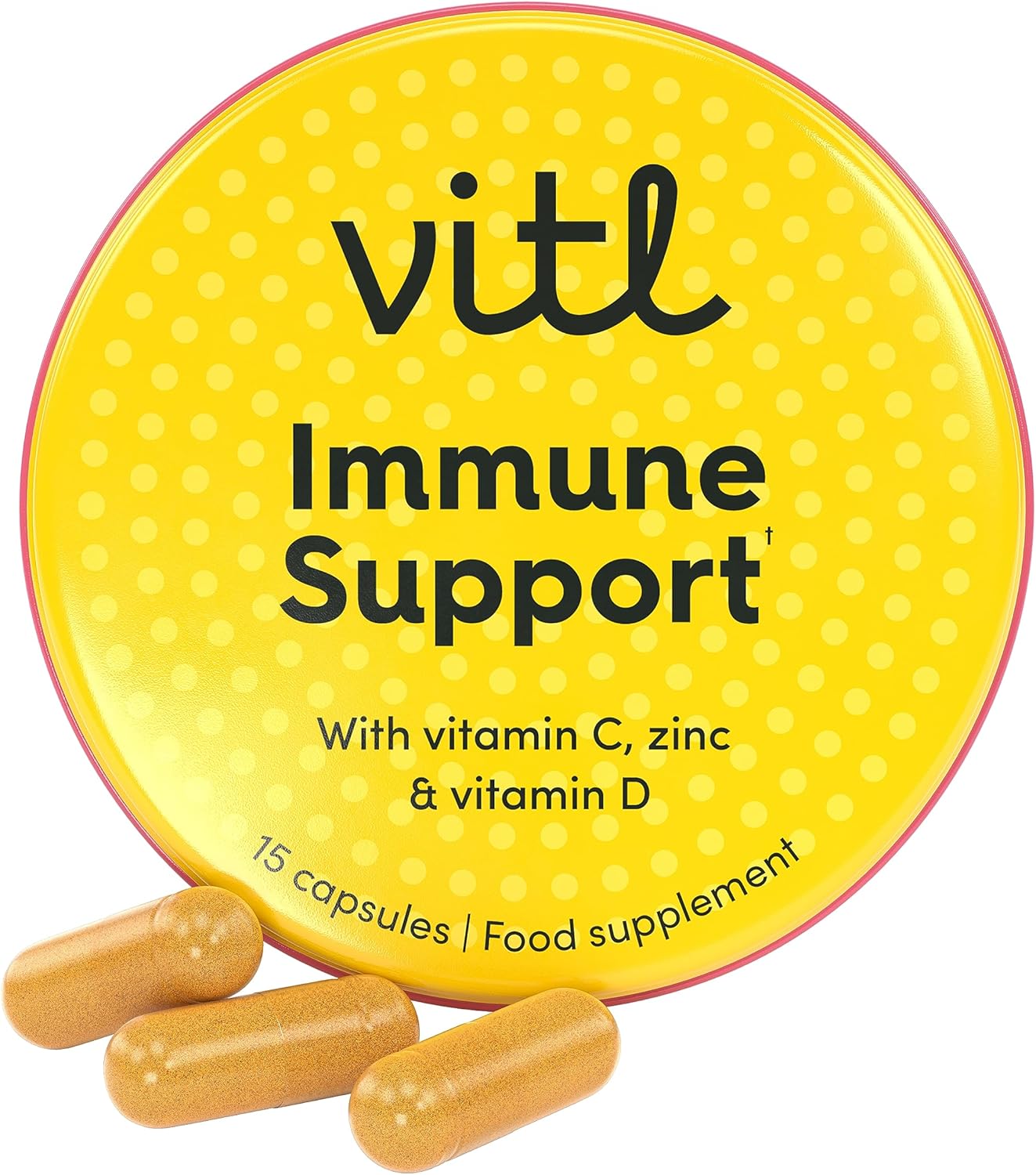 Vitl Immune Support Supplement - 15 Vegan Capsules - With Vitamin D, Vitamin C, Folate, Zinc, Turmeric & Elderberry Extracts