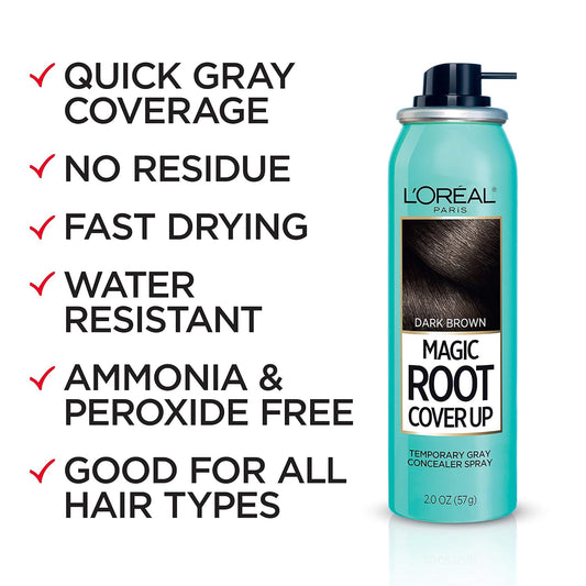 L'Oreal Paris Hair Color Magic Root Cover Up Temporary Colored Concealer Spray For Gray Roots, Lightweight Formula, Ammonia And Peroxide Free, Light To Medium Blonde, 2 Count