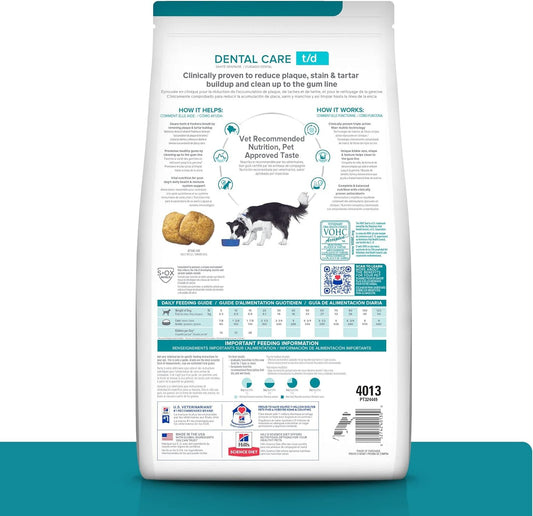 Hill's Prescription Diet t/d Dental Care Chicken Flavor Dry Dog Food, Veterinary Diet, 25 lb. Bag (Pack of 1)