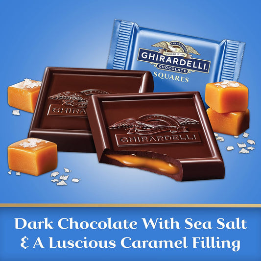 Ghirardelli Dark Chocolate Sea Salt Caramel Squares, Holiday Chocolate For Holiday Gifts And Stocking Stuffers, 5.32 Oz Bag (Pack Of 6)