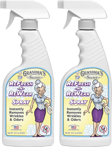 Grandma's Secret Refresh N ReWear Spray - Instantly Removes Wrinkles & Odors - Wrinkle Release, Fabric Refresher Spray, Chlorine, Bleach and Toxin-Free - 16 Ounce, 2 Pack