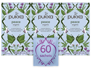 Pukka Organic Tea Bags, Spearmint, Ashwagandha, And Hemp Seed Oil, Peace Herbal Tea, 20 Count (Pack Of 3)