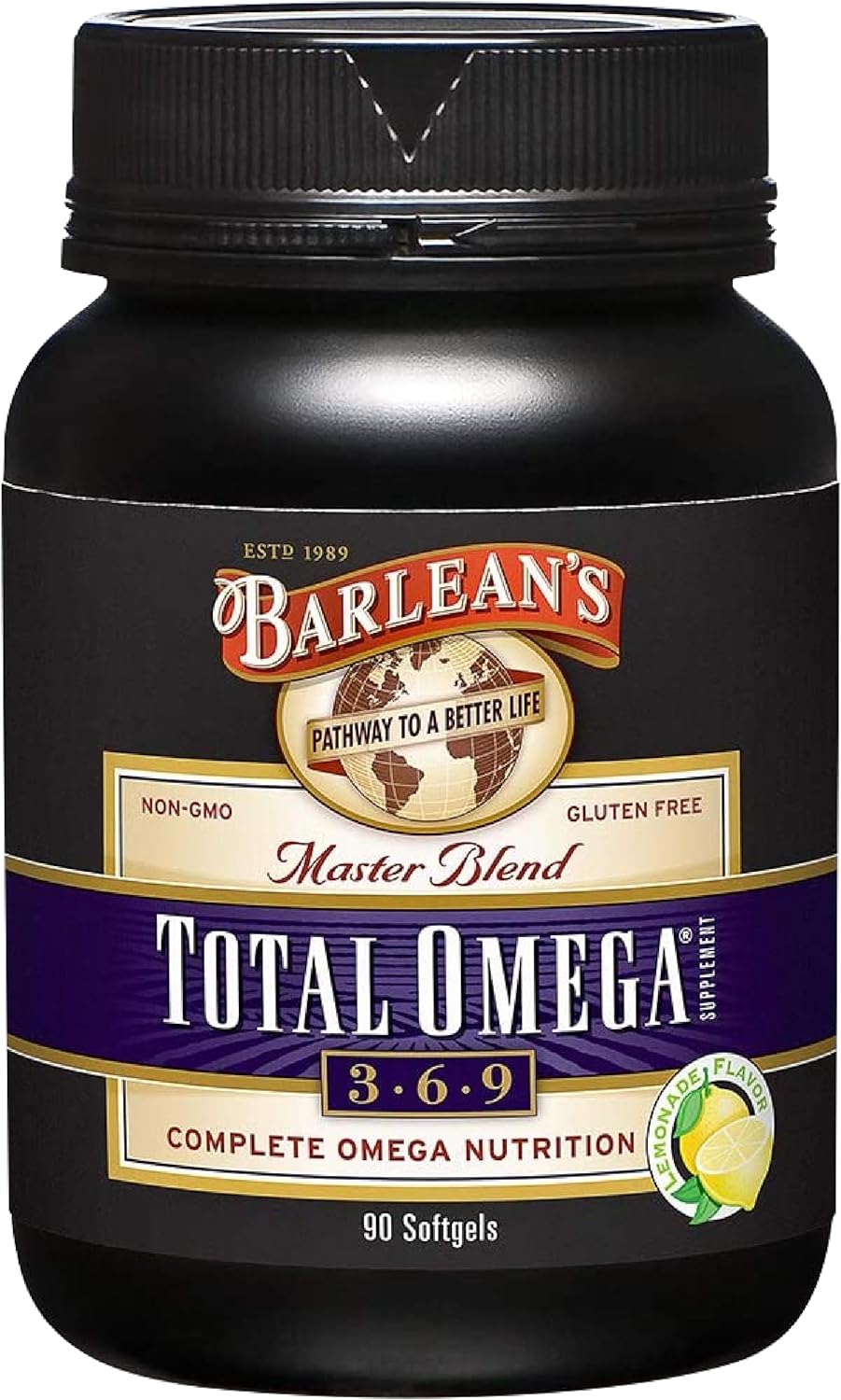 Barlean's Total Omega 3 6 9 Fish Oil Supplement Softgels Blended with Borage and Flaxseed Oil, 1,000 mg Omegas ALA, EPA, DHA and GLA for Joint Support Supplements and Heart Health, 90 Count