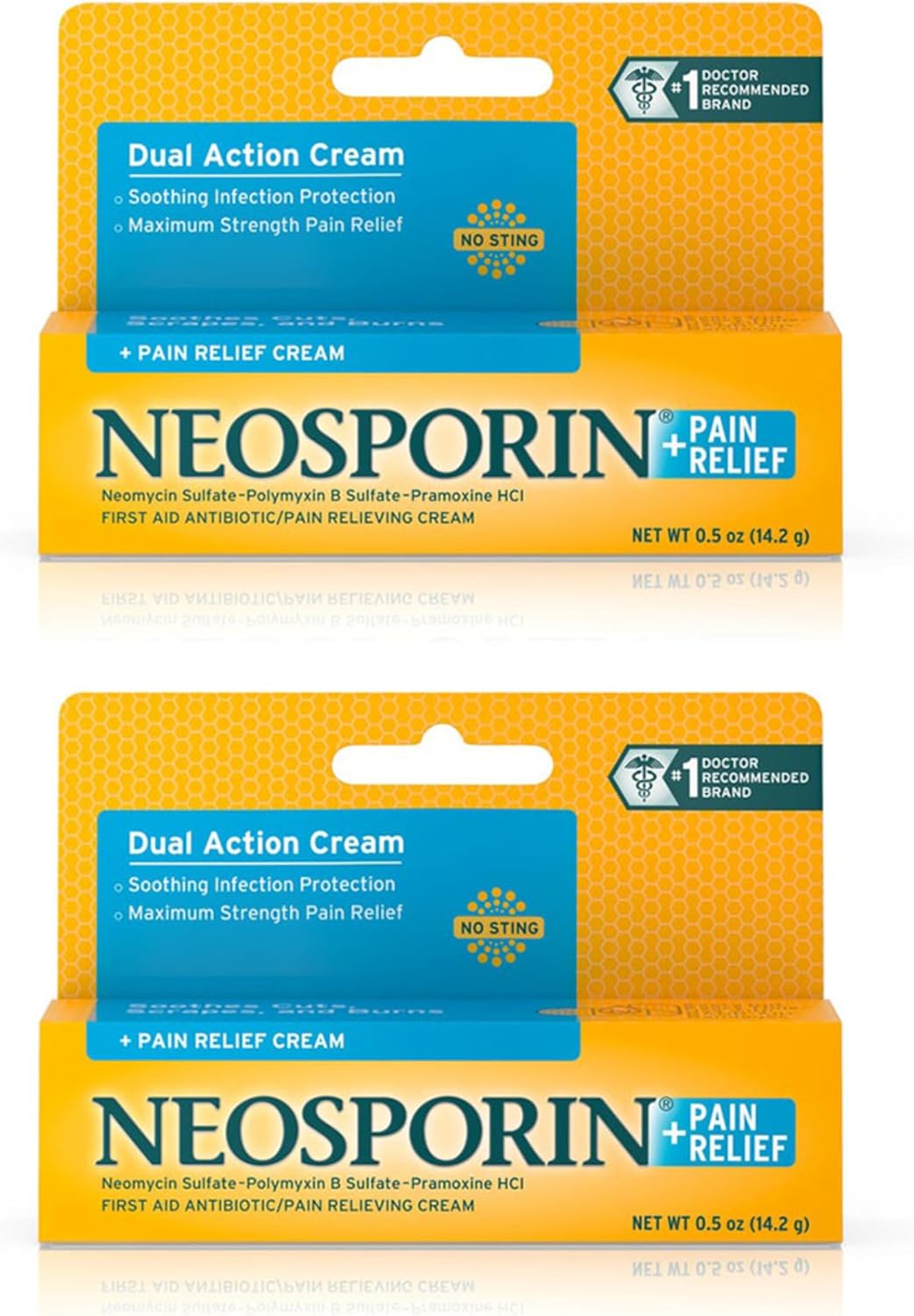 Neosporin + Maximum-Strength Pain Relief Dual Action Cream, First Aid Topical Antibiotic & Analgesic Cream For Wound Care Of Minor Cuts, Scrapes & Burns, Polymyxin B & Pramoxine Hcl,.5 Oz