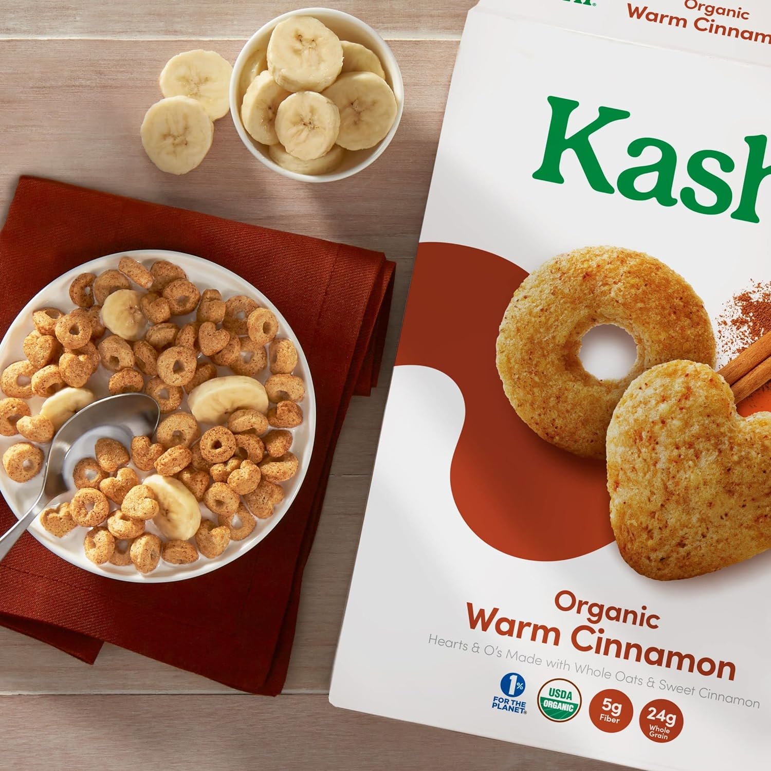 Kashi Cold Breakfast Cereal, Vegetarian, Organic Fiber Cereal, Warm Cinnamon, 12oz Box (1 Box)